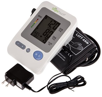 Slight Touch FDA Approved Fully Automatic Upper Arm Blood Pressure Monitor ST-401, with AC Adapter, Batteries and Case Included