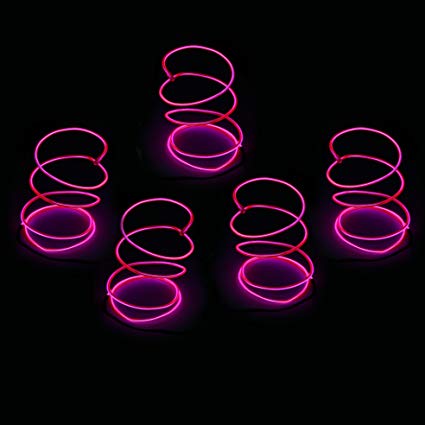Blazing Fun Shapable EL Wire, Neon Glowing Super Bright LED Cable/EL Wire with AA Battery Inverter for Halloween Christmas Party DIY Decoration, 5 by 1 Meter(Pink)
