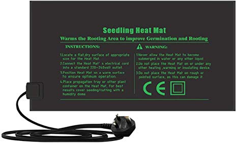 RIOGOO Seedling Heat Mat, Heated Propagator Hydroponic Heating Pad Waterproof for Seed Reptile Plant with Power-Off Protection Safe and Durable 24 * 52cm CE Certified(UK)