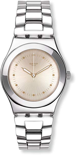 Swatch Puntagialla Beige Dial Stainless Steel Ladies Watch YLS197G