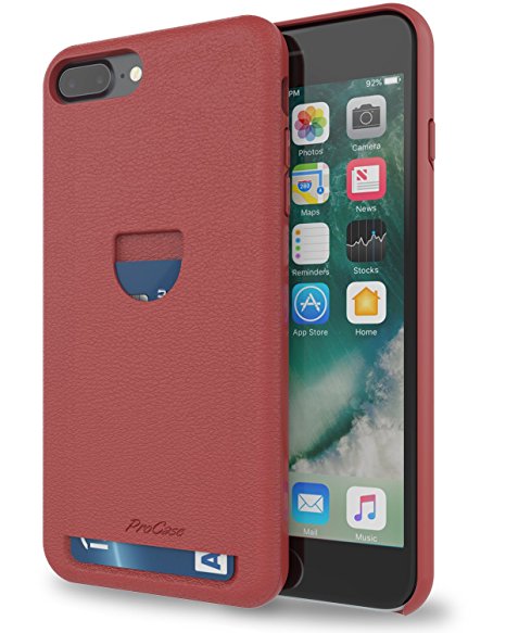 iPhone 7 Plus Wallet Card Case, ProCase Slim Hard Cover Protective Case with Card Slot Holder for Apple iPhone 7 Plus 5.5 Inch 2016 -Rose Red