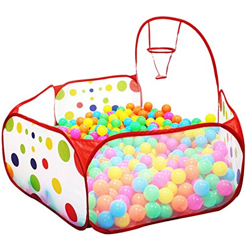 ISusser Kids Ball Pit Ball Tent Toddler Ball Pit with Basketball Hoop for Toddlers 4 Ft/120CM (Balls not Included)