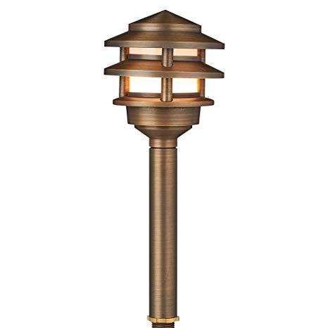 VOLT 3-Tier Brass Pagoda Path Light with LED Bulb