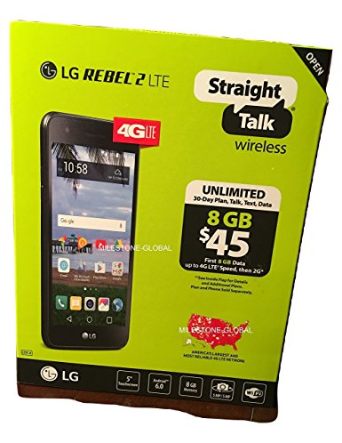 Straight Talk LG Rebel 2 8GB 5" Screen Prepaid Smartphone, Black