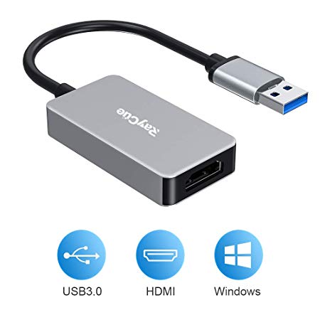 USB to HDMI Adapter, 1080P HD Audio Video Converter, USB 3.0/2.0 to HDMI Multiple Monitors Cable, Compatible with Windows XP/10/8.1/8/7 (Not Support Mac, Linux, Vista, Chrome, Firestick)(Grey)