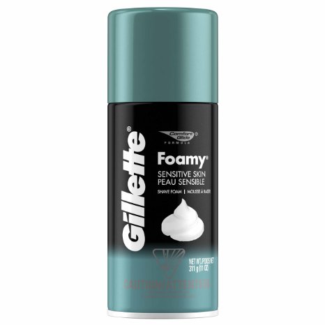 Gillette Foamy Shave Cream for Sensitive Skin, 11 oz. Bottle (Pack of 12)