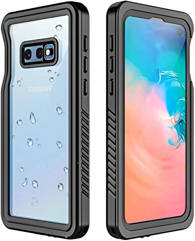 RedPepper Galaxy S10E Waterproof Case, Protective Clear Cover with Built-in Screen Protector,Support Wireless Charging IP68 Waterproof Shockproof Case for Samsung Galaxy S10E (Black/Clear)