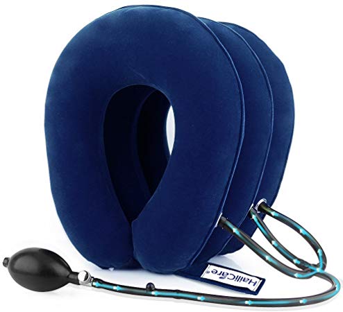 HailiCare Neck Pillow, Inflatable Cervical Neck Traction Device, Effective and Instant Relief for Chronic Neck and Shoulder Pain, Cervical Collar Adjustable (Blue)