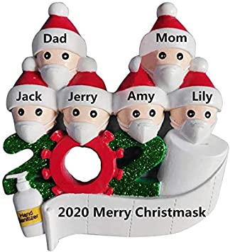 Christmas Ornaments - Personalized Family Members Name Christmas Ornament Kit, 2020 Quarantine Survivor Family Customized Christmas Decorating Set DIY Creative Gift (6 People, we Customize for You)