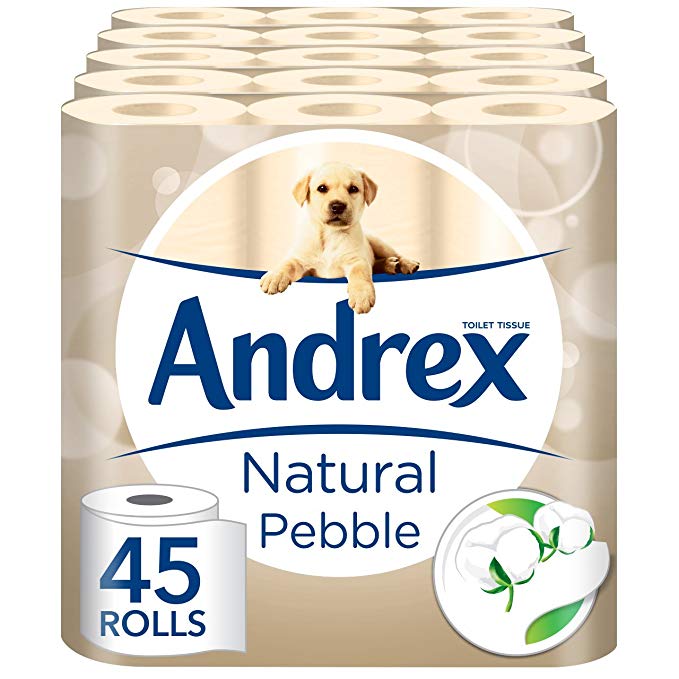 Andrex Natural Pebble Toilet Roll Tissue Paper - 45 Rolls