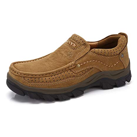 CAMEL CROWN Mens Walking Shoes Leather Casual Slip On Loafers Comfortable Shoes for Work Business Dress Outdoor