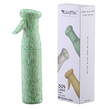 CCbeauty Fine Mist Spray Bottle 8.5Oz/250ML Empty Wooden Grain Misting Bottle for Hair Styling, Plants, Cleaning (Green)
