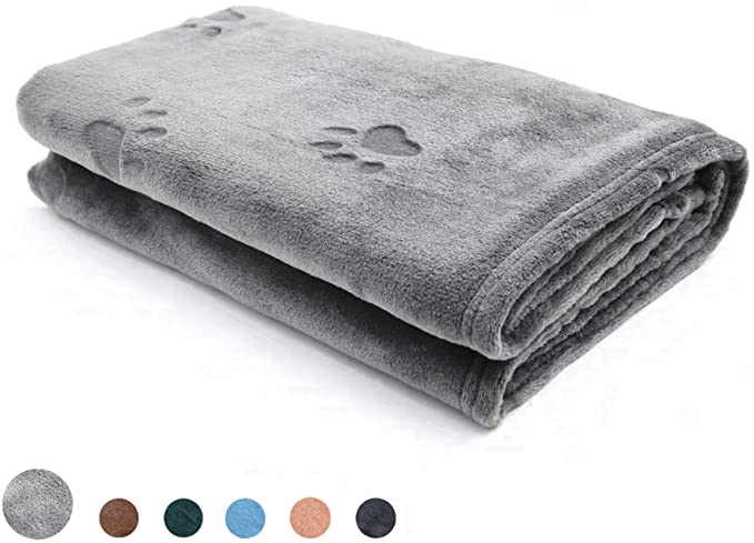 YINXUE 2 Pack Soft Pet Flannel Blanket with Cute 3D Paw Design, 30" x 40" Warm Dog Cat Sleep Mat Bed Cover