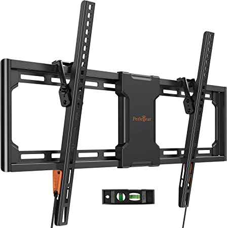 Perlegear Tilt TV Wall Mount for Most 37-75 inch TVs, Low Profile Tilting TV Mount Wall Bracket for Flat or Curved TVs up to 132 lbs, Fits 16”/18”/24” Studs, Max VESA 600x400mm, PGLT2