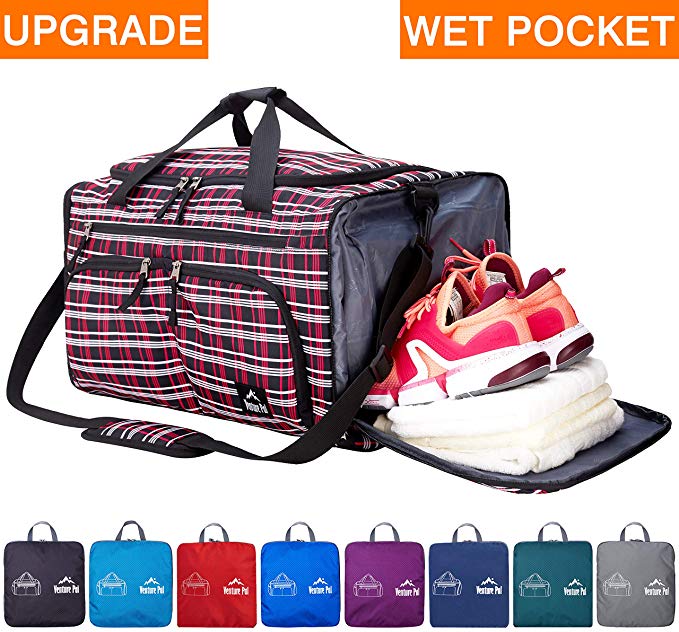 Venture Pal Packable Sports Gym Bag with Wet Pocket & Shoes Compartment Travel Duffel Bag for men and Women