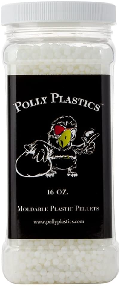 Polly Plastics Moldable Plastic Pellets | Great for Cosplayers and Hobbyists | Perfect for Cosplay Accessories, and Crafts | EZ Grip Jar and Bonus Idea Booklet (16 oz)