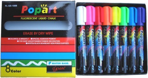 8 Colors Liquid Chalk Fluorescent Neon Markers