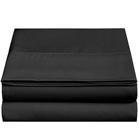 4U LIFE Flat Sheet-Ultra Soft & Comfortable Microfiber-Black,Twin