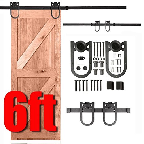 Yaheetech 6ft Horseshoe Style Sliding Door Hardware Kit Black Steel Sliding Barn Door Hanger Rail Track System Set