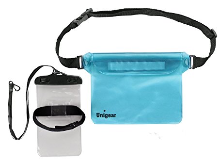 Waterproof Pouch Bag Dry Bags Sack Waist Strap for Boating Hiking Kayaking Canoeing Fishing Rafting Swimming Camping Skiing Snowboarding with Extra Universal Waterproof Arm Band Phone Case (Sky Blue)