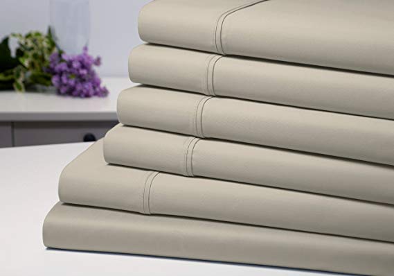 Bamboo Comfort Bed Sheets (6 Piece Set) 1800 Series Extra Soft Eco-Friendly Deep Pocket Bed Sheets - Hypoallergenic and Wrinkle Resistant (King, Taupe)