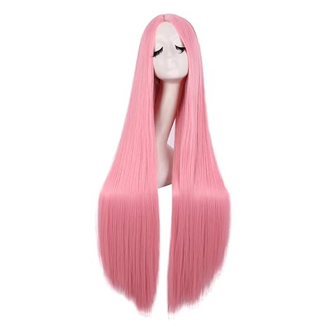 MapofBeauty 40 Inch/100 cm Fashion Straight Long Costume Anime Cosplay Wig (Light Hot Pink)