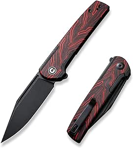 CIVIVI Cachet Folding Pocket Knife, 3.48 inch 14C28N Blade Stainless Steel With G10 Inlay Handle Reversible Pocket Clip, EDC Knife for Utility Hiking Camping Fishing Work C20041C-1