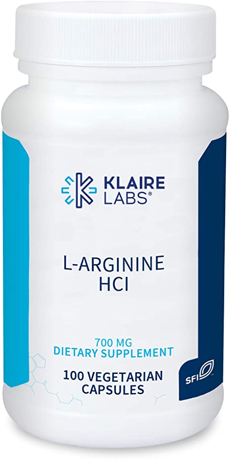 Klaire Labs L-Arginine HCl 700mg - Energy, Metabolism & Immune Support - Gluten-Free L-Arginine Supplements - Hypoallergenic L-Arginine for Men and Women (100 Capsules)