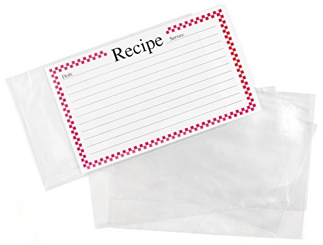 BigKitchen - Clear Vinyl 4 x 6 Inch Recipe Card Covers, Set of 48