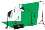 ePhoto 10 X 20 Large Chromakey Chroma KEY Green Screen Support Stands 3 Point Continuous Video Photography Lighting Kit H9004SB-1020G