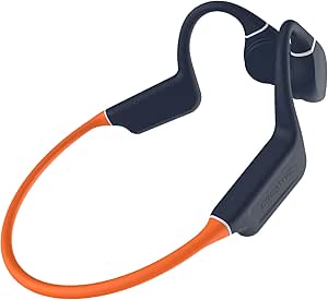 CREATIVE Outlier Free Pro  Casque à Conduction osseuse étanche sans Fil avec convertisseurs réglables, MP3 8 Go intégré, jusqu'à 10 Heures d'autonomie, Microphone intégré (Bleu et Orange)