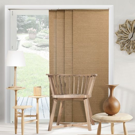 Chicology Adjustable Sliding Panel, Cordless Shade, Double Rail Track, Privacy Fabric, 80" x 96", Birch Truffle