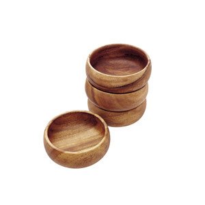 Pacific Merchants Trading Acaciaware Round Calabash Bowl, 3.5-Inch by 1.5-Inch, Set of 4