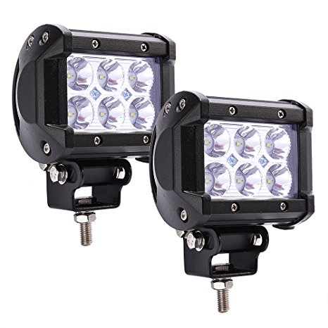 MICTUNING 2x 4" 18W LED Lights Bar Spot Driving Fog lights Pods- 4x4 Off Road Boat Driving headlight