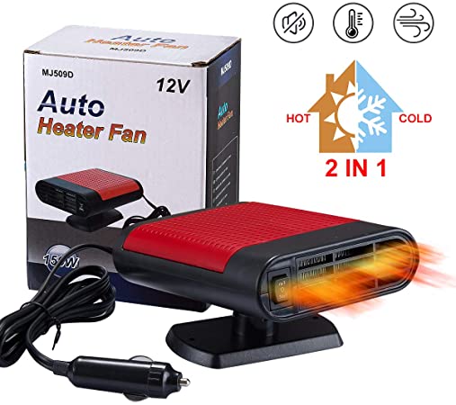 【New Upgrade】Portable Car Heater, 2 in 1 Fast Heating Car Heater with Heating &Cooling Defroster Defogger Automobile Windscreen Fan 12V 150W Auto Ceramic Heater Gift for Winter(Red)