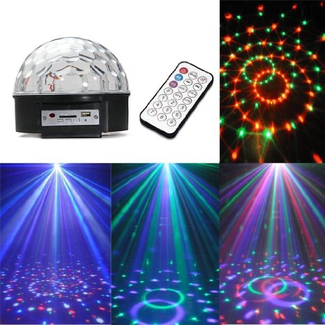 ALED LIGHT MP3 Crystal Magic Ball 6 color Rotating Strobe Disco Stage Christmas LED RGB Ball Light with Remote control for Party Wedding Show Club Pub