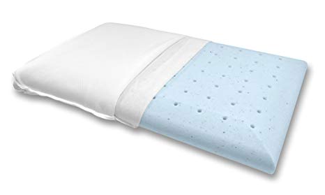 Bluewave Bedding Ultra Slim Gel-Infused Memory Foam Pillow, Full Pillow, Ventilated, Hypoallergenic, Thin and Flat Pillow