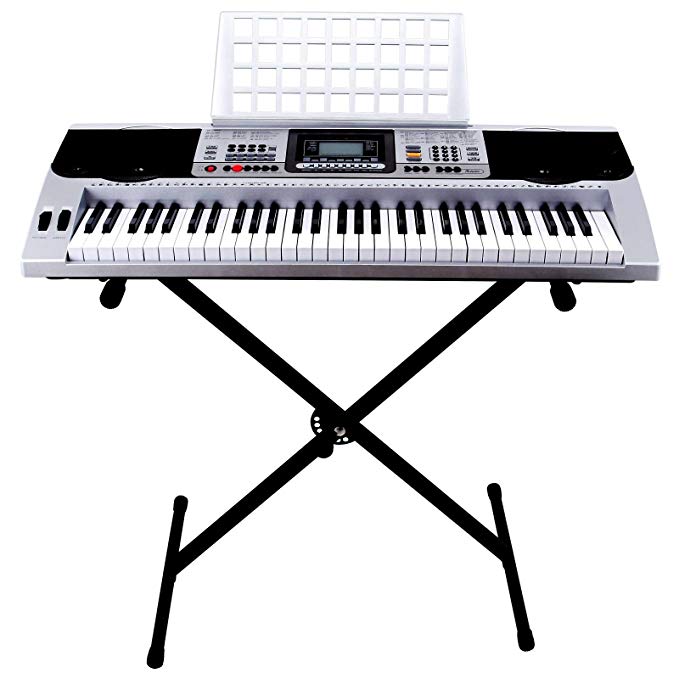 LAGRIMA 61 key Portable Electronic Piano, Include LED Display, USB/Headphones/Microphone Input, X Stand, Music Stand and Power Supply, Suit for Kids(Over 8 Years Old) Teen Adult