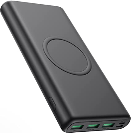 Wireless Power Bank 33800mAh, 5 Outputs 【PD 25W QC 4.0 Fast Charging   15W Wireless Charging】 Portable Charger, Pxwaxpy External Battery Pack with 2 Inputs Compatible with iPhone, Samsung, Android etc