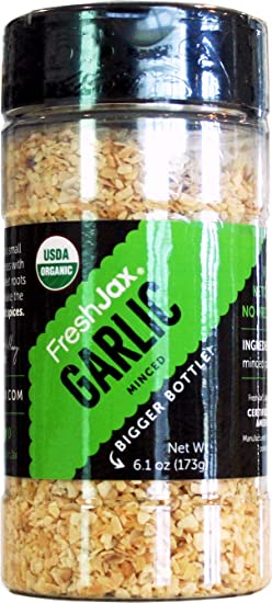 FreshJax Premium Organic Spices, Herbs, Seasonings, and Salts (Certified Organic Garlic Minced - Large Bottle)