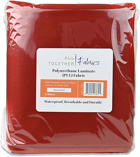 Polyurethane Laminate (PUL) Pre-Cut Fabric by The Meter. Waterproof and Breathable. Perfect for Cloth Diapers and Similar Projects. 2 Meter, Deep Red