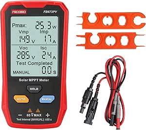 FrogBro Upgrade Solar Panel Tester Meter Photovoltaic Multimeter 800W, Solar MPPT Meter with Large Ultra Clear LCD, Smart MPPT Open Circuit Voltage Troubleshooting Utility Tool for Solar PV Testing