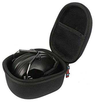 Khanka EVA Carrying Storage Travel Hard Case Cover Bag for Walkers Game Ear Pro-Low Profile Folding Muff Earmuff - Black