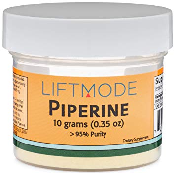 LiftMode Piperine - Enhances Absorption and Uptake of Supplements, Black Pepper Extract (Piper Nigrum) | Vegetarian, Vegan, Non-GMO, Gluten Free - 10 Grams (1000 Servings)