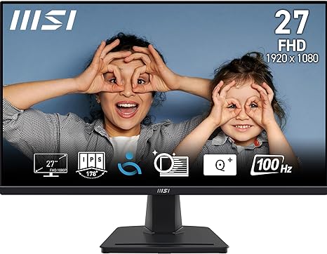 MSI PRO MP275 27-inch IPS 1920 x 1080 (FHD) Computer Monitor, 100Hz, Free-Synch, HDMI, VGA Port, VESA Mountable, Tilt, Speaker, 1ms, Black