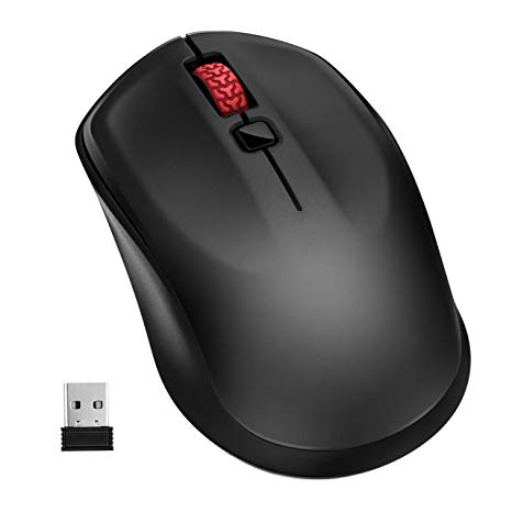 Wireless Mouse【Comfortable Ergonomic Design & Intelligent Power Saving】Patuoxun 2.4G USB Cordless Mice Extra Switch Button and Auto Sleep for Longer Battery Life , 1600 DPI 3 Adjustable Levels, Optical Computer Laptop Mouse with Nano Receiver for PC Windows 2000/XP/VISTA/7/8/10, Apple MAC, Black