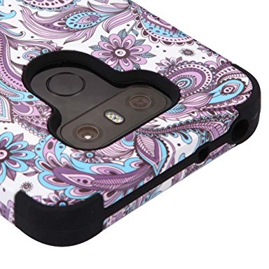 LG G6 H870 Case, Kaleidio [TUFF] Rugged Heavy Duty Case [Shock/Impact Protection] Dual Layer Hybrid Rubber Cover [Includes a Overbrawn Prying Tool] [Blue & Purple Paisley]