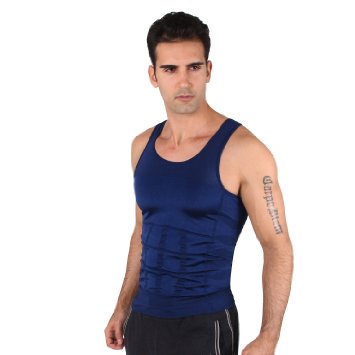 HOTER® Mens Slimming Body Shaper Vest Shirt Abs Abdomen Slim, 7 Colors to Choose