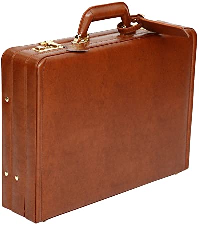 Luxury Leather Executive Case Attache Briefcase Expandable Hard Business Bag