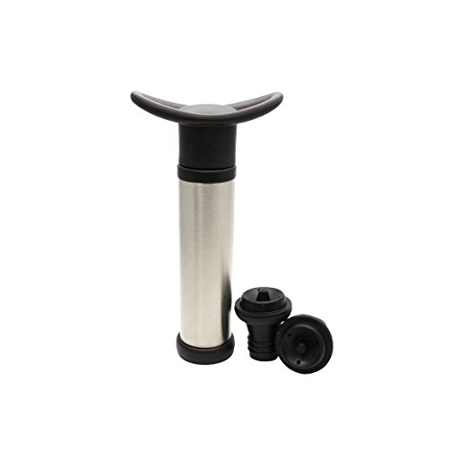 The Original Vacu Vin Wine Saver with 2 Vacuum Stoppers – Silver